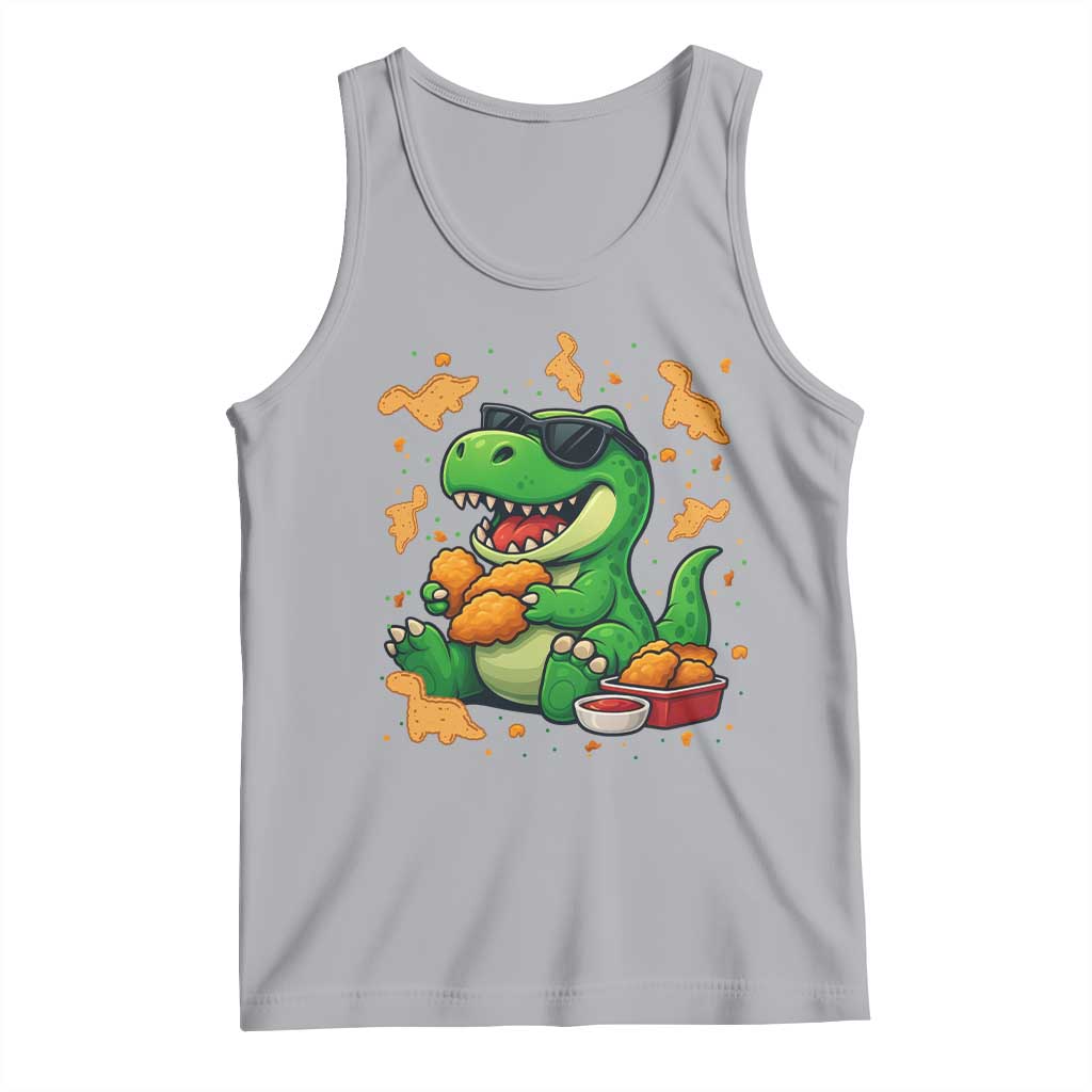 Funny Dinosaur Eating Chicken Nuggets Tank Top Food Lover Gift TS12 Athletic Heather Print Your Wear