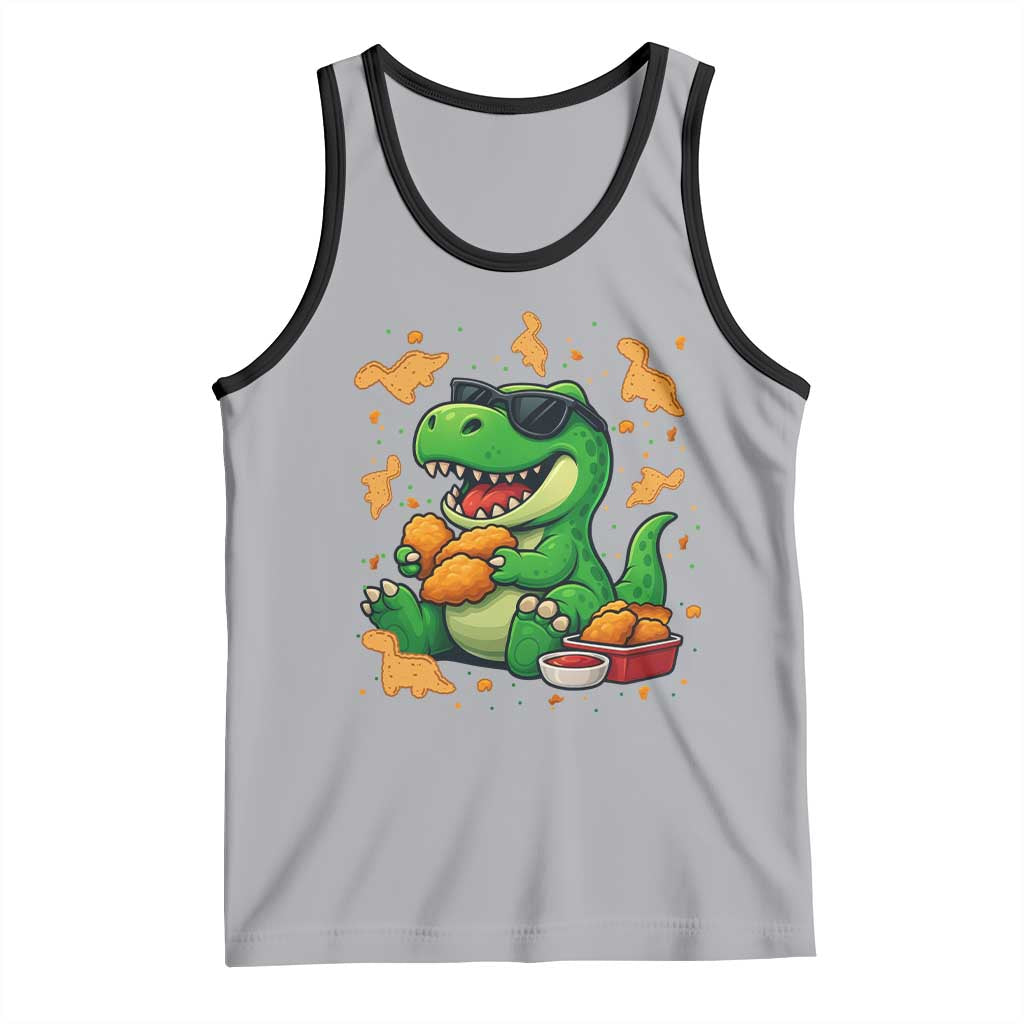Funny Dinosaur Eating Chicken Nuggets Tank Top Food Lover Gift TS12 Athletic Heather Black Print Your Wear
