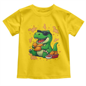 Funny Dinosaur Eating Chicken Nuggets Toddler T Shirt Food Lover Gift TS12 Daisy Print Your Wear
