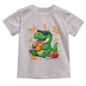 Funny Dinosaur Eating Chicken Nuggets Toddler T Shirt Food Lover Gift TS12 Ice Gray Print Your Wear