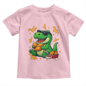 Funny Dinosaur Eating Chicken Nuggets Toddler T Shirt Food Lover Gift TS12 Light Pink Print Your Wear