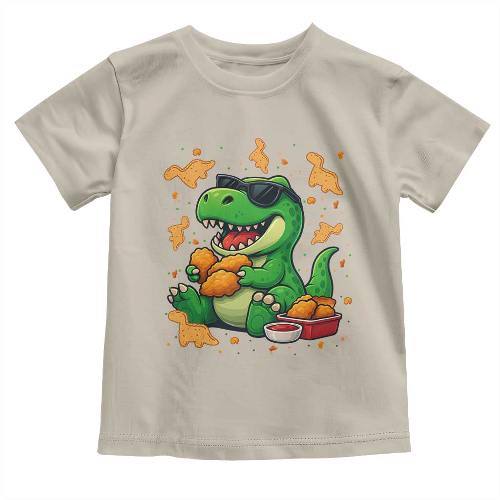 Funny Dinosaur Eating Chicken Nuggets Toddler T Shirt Food Lover Gift TS12 Sand Print Your Wear