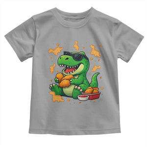 Funny Dinosaur Eating Chicken Nuggets Toddler T Shirt Food Lover Gift TS12 Sport Gray Print Your Wear