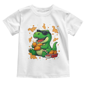 Funny Dinosaur Eating Chicken Nuggets Toddler T Shirt Food Lover Gift TS12 White Print Your Wear