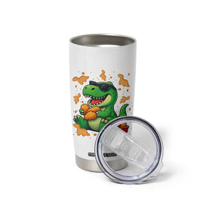 Funny Dinosaur Eating Chicken Nuggets Tumbler Cup Food Lover Gift TS12 Print Your Wear
