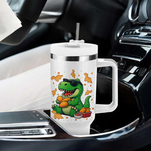 Funny Dinosaur Eating Chicken Nuggets Tumbler With Handle Food Lover Gift TS12 Print Your Wear
