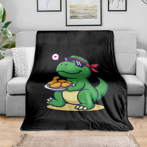 Cute Dinosaur Eating Chicken Nuggets Throw Blanket Food Humor Gift TS12 Print Your Wear