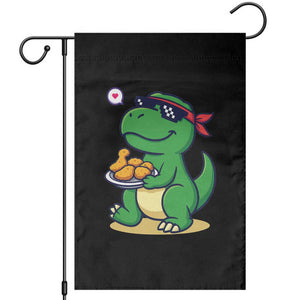 Cute Dinosaur Eating Chicken Nuggets Garden Flag Food Humor Gift TS12 Black Print Your Wear