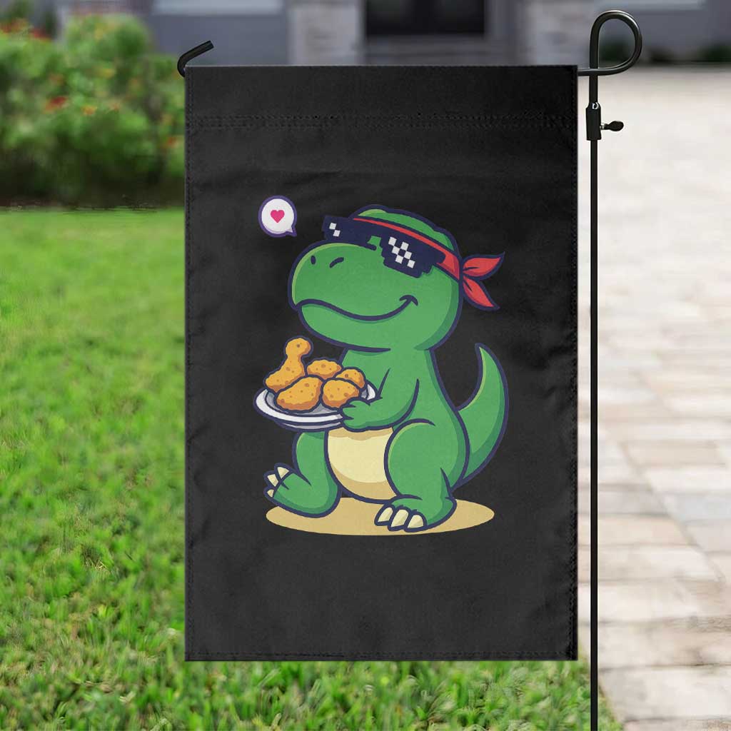 Cute Dinosaur Eating Chicken Nuggets Garden Flag Food Humor Gift TS12 Print Your Wear