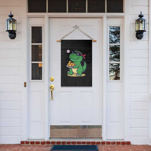 Cute Dinosaur Eating Chicken Nuggets Garden Flag Food Humor Gift TS12 Print Your Wear