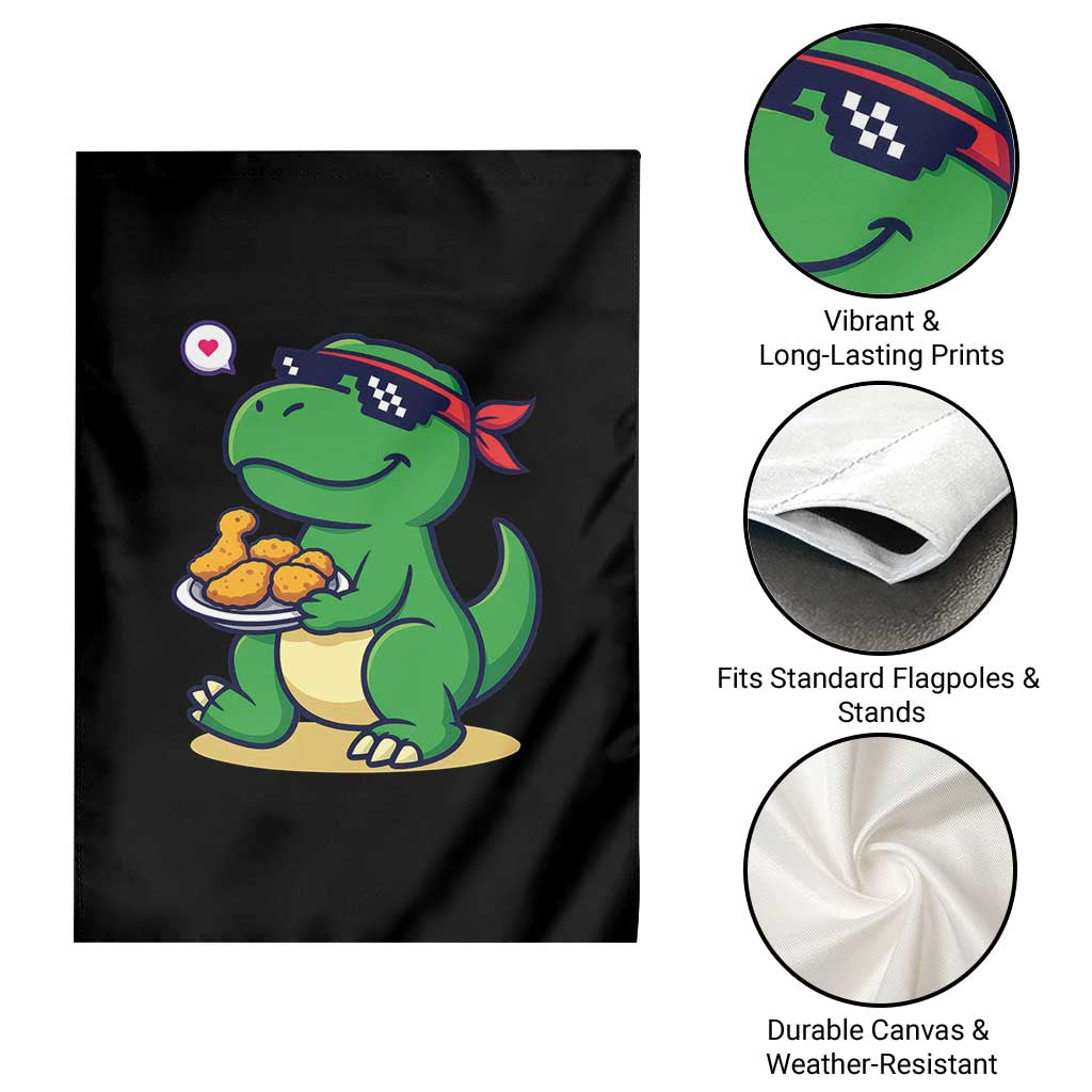 Cute Dinosaur Eating Chicken Nuggets Garden Flag Food Humor Gift TS12 Print Your Wear