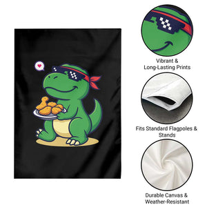 Cute Dinosaur Eating Chicken Nuggets Garden Flag Food Humor Gift TS12 Print Your Wear