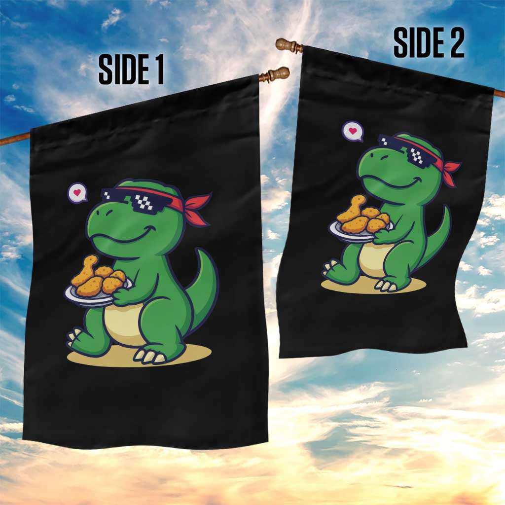 Cute Dinosaur Eating Chicken Nuggets Garden Flag Food Humor Gift TS12 Print Your Wear