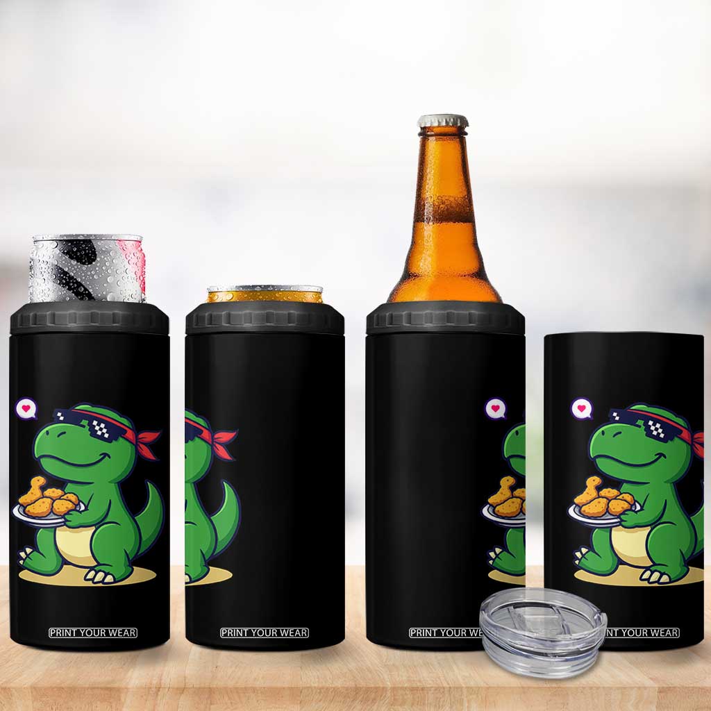 Cute Dinosaur Eating Chicken Nuggets 4 in 1 Can Cooler Tumbler Food Humor Gift TS12 Print Your Wear