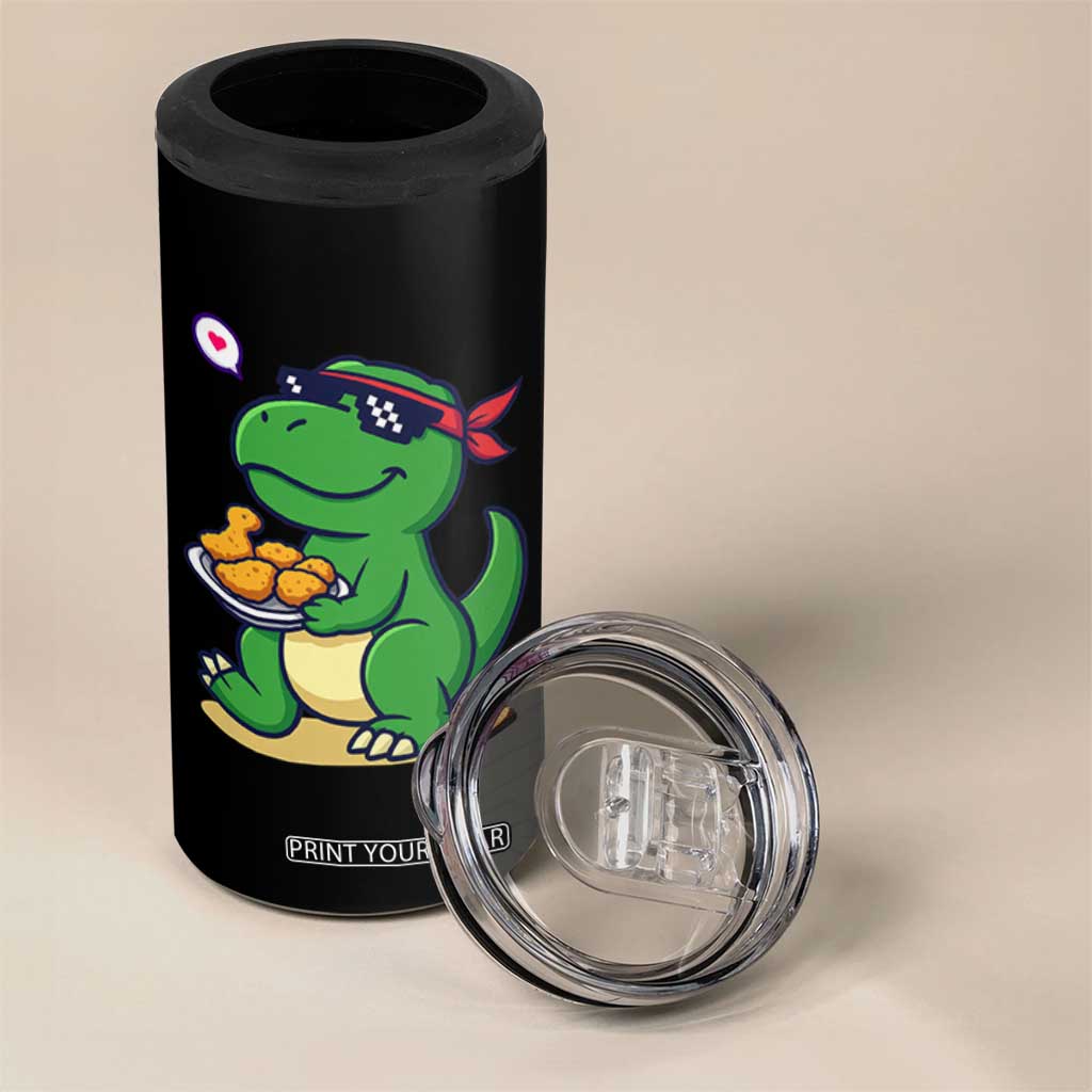 Cute Dinosaur Eating Chicken Nuggets 4 in 1 Can Cooler Tumbler Food Humor Gift TS12 Print Your Wear