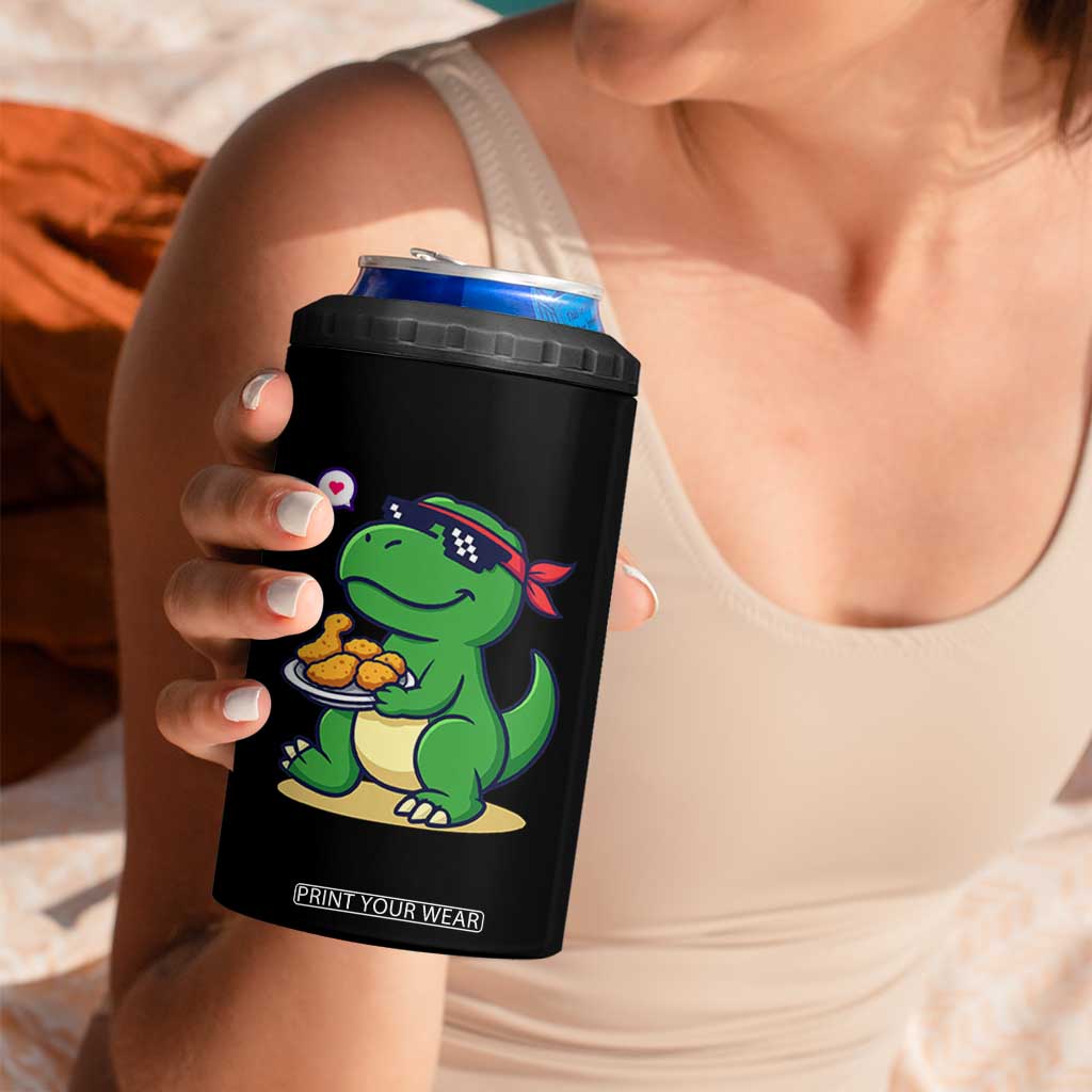 Cute Dinosaur Eating Chicken Nuggets 4 in 1 Can Cooler Tumbler Food Humor Gift TS12 Print Your Wear