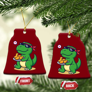 Cute Dinosaur Eating Chicken Nuggets Ceramic Ornament Food Humor Gift TS12 Print Your Wear