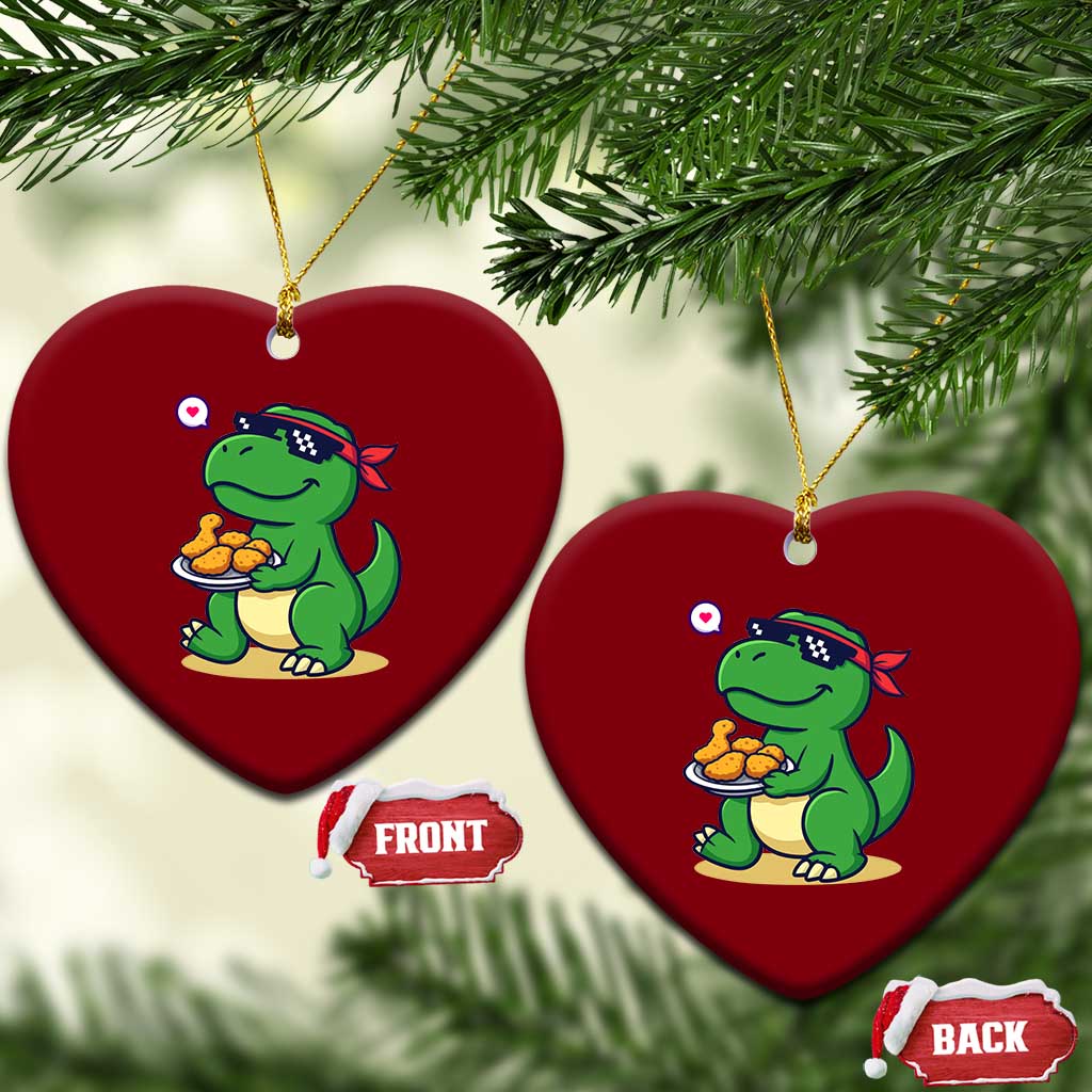 Cute Dinosaur Eating Chicken Nuggets Ceramic Ornament Food Humor Gift TS12 Print Your Wear