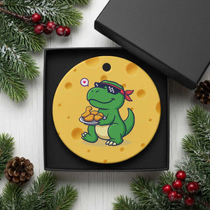 Cute Dinosaur Eating Chicken Nuggets Ceramic Ornament Food Humor Gift TS12 1pc Yellow Cheese Print Your Wear
