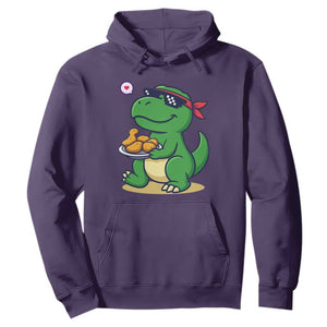 Cute Dinosaur Eating Chicken Nuggets Hoodie Food Humor Gift TS12 Purple Print Your Wear