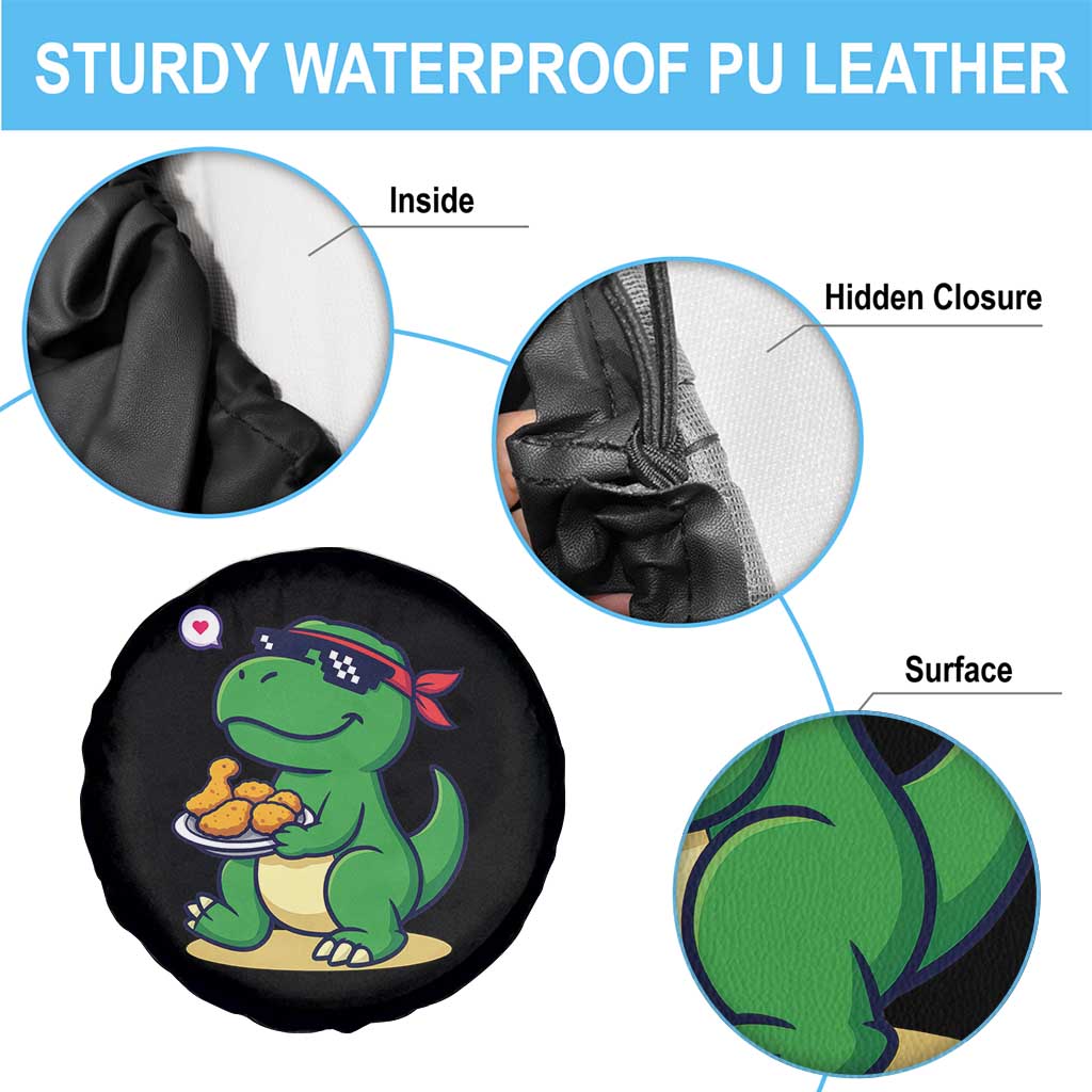 Cute Dinosaur Eating Chicken Nuggets Spare Tire Cover Food Humor Gift TS12 Print Your Wear