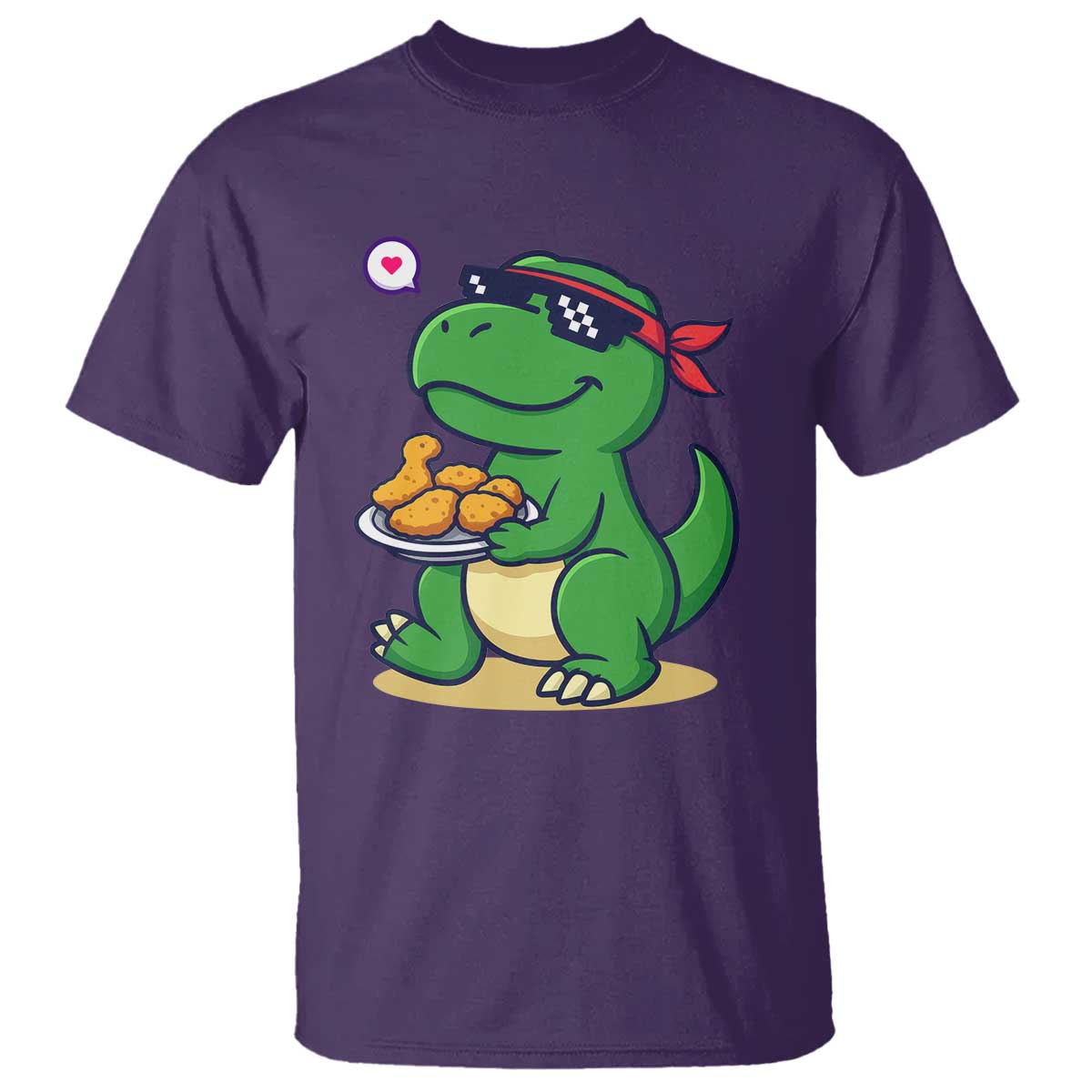 Cute Dinosaur Eating Chicken Nuggets T Shirt Food Humor Gift TS12 Purple Print Your Wear