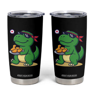 Cute Dinosaur Eating Chicken Nuggets Tumbler Cup Food Humor Gift TS12 Black Print Your Wear