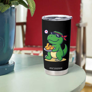 Cute Dinosaur Eating Chicken Nuggets Tumbler Cup Food Humor Gift TS12 Print Your Wear
