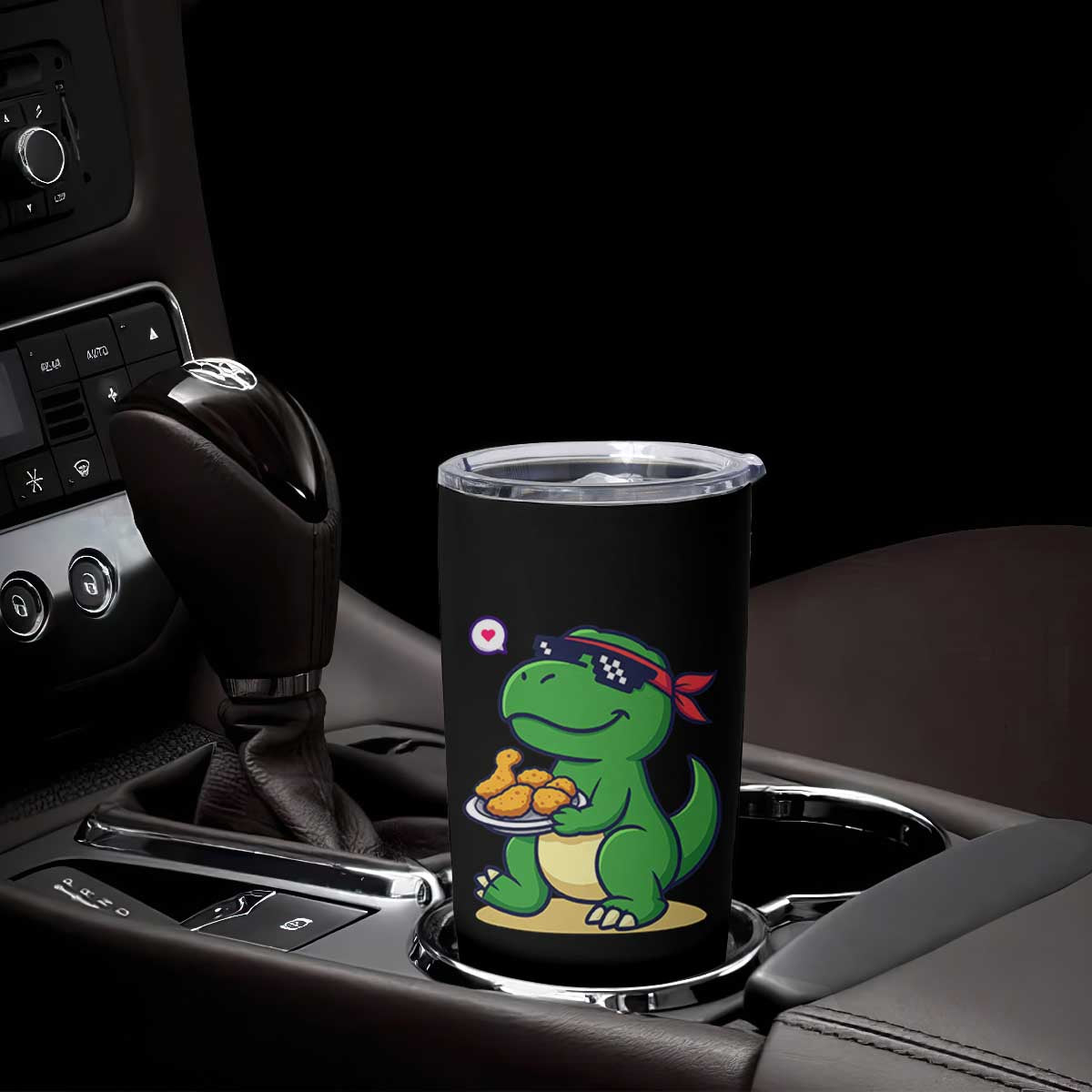 Cute Dinosaur Eating Chicken Nuggets Tumbler Cup Food Humor Gift TS12 Print Your Wear