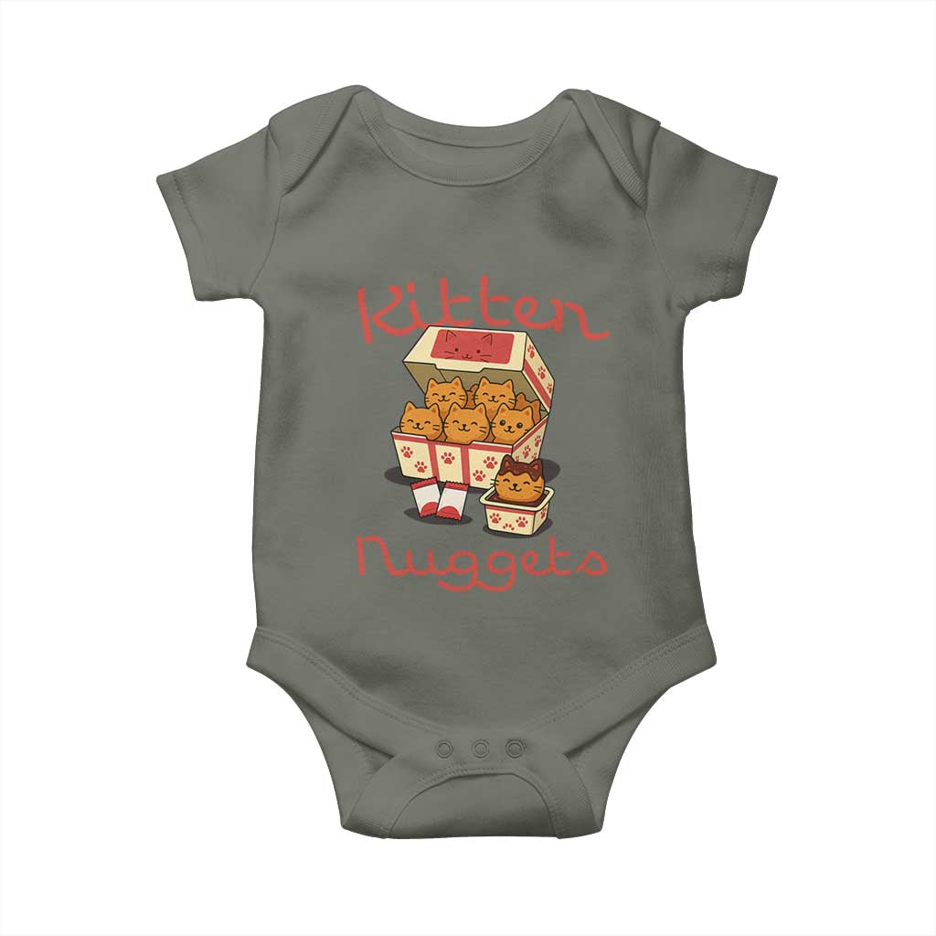 Kitten Nuggets Baby Onesie Funny Cat Lover Gift TS12 Military Green Print Your Wear