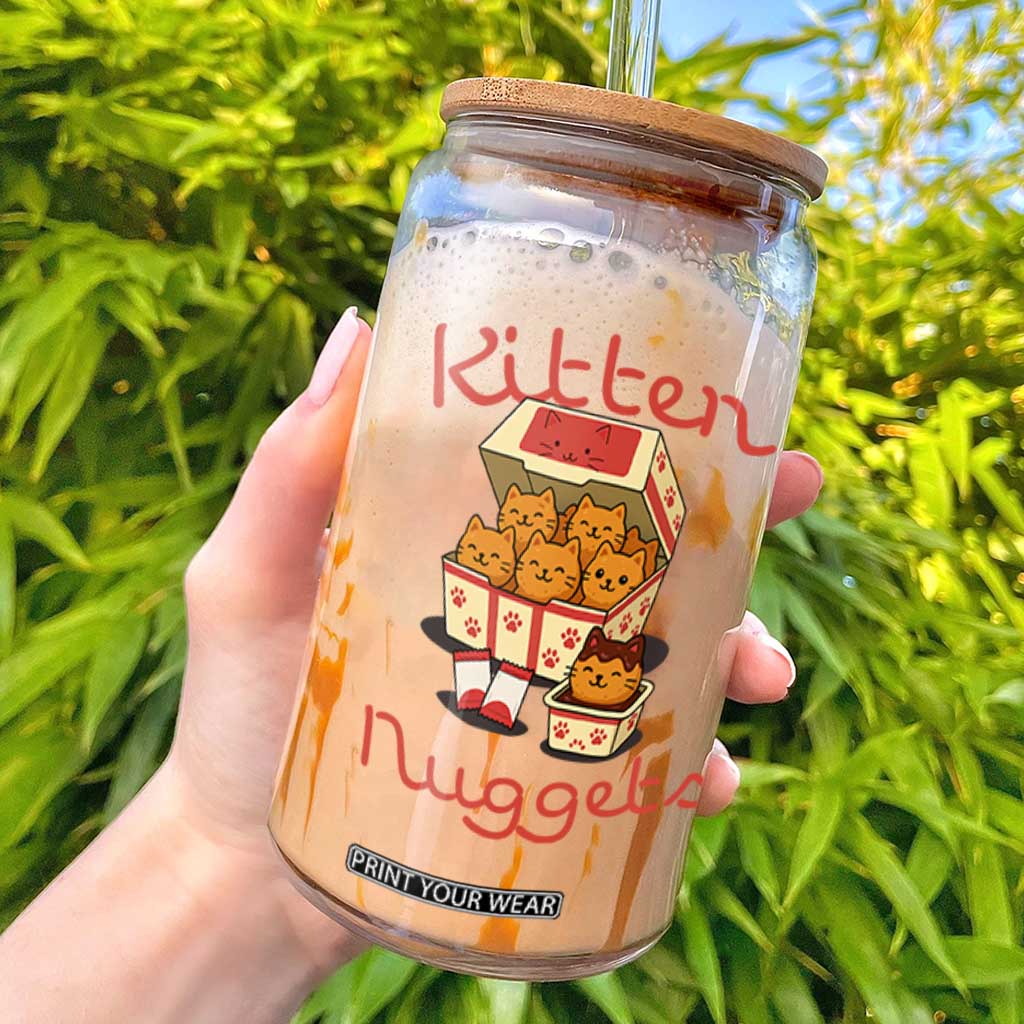 Kitten Nuggets Glass Can Funny Cat Lover Gift TS12 White Print Your Wear