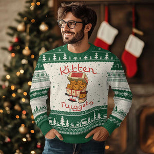 Kitten Nuggets Ugly Christmas Sweater Funny Cat Lover Gift TS12 Beige Green Print Your Wear