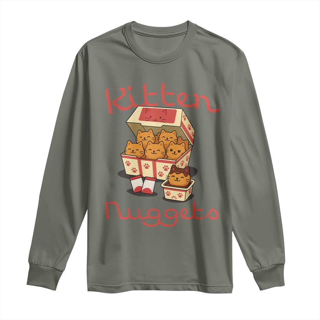 Kitten Nuggets Long Sleeve Shirt Funny Cat Lover Gift TS12 Military Green Print Your Wear