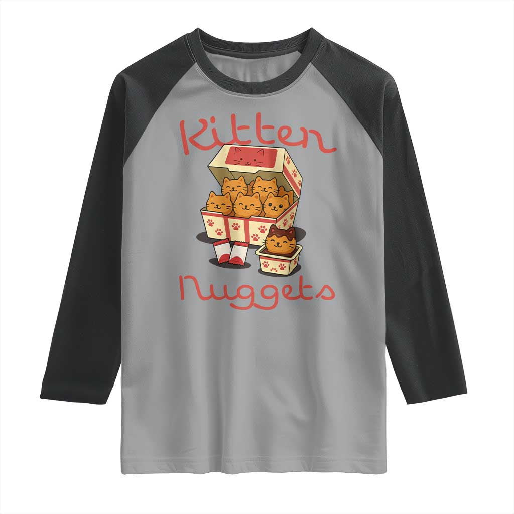 Kitten Nuggets Raglan Shirt Funny Cat Lover Gift TS12 Sport Gray Black Print Your Wear