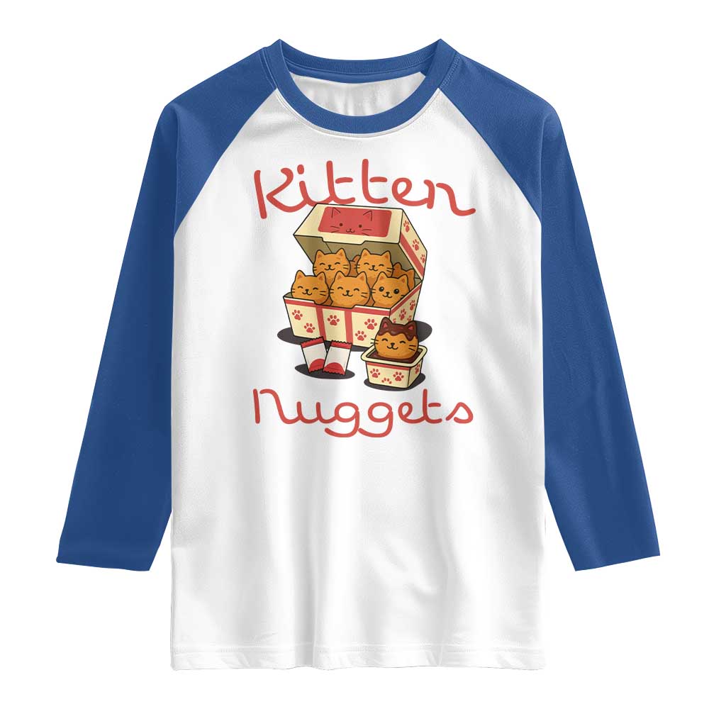 Kitten Nuggets Raglan Shirt Funny Cat Lover Gift TS12 White Royal Print Your Wear