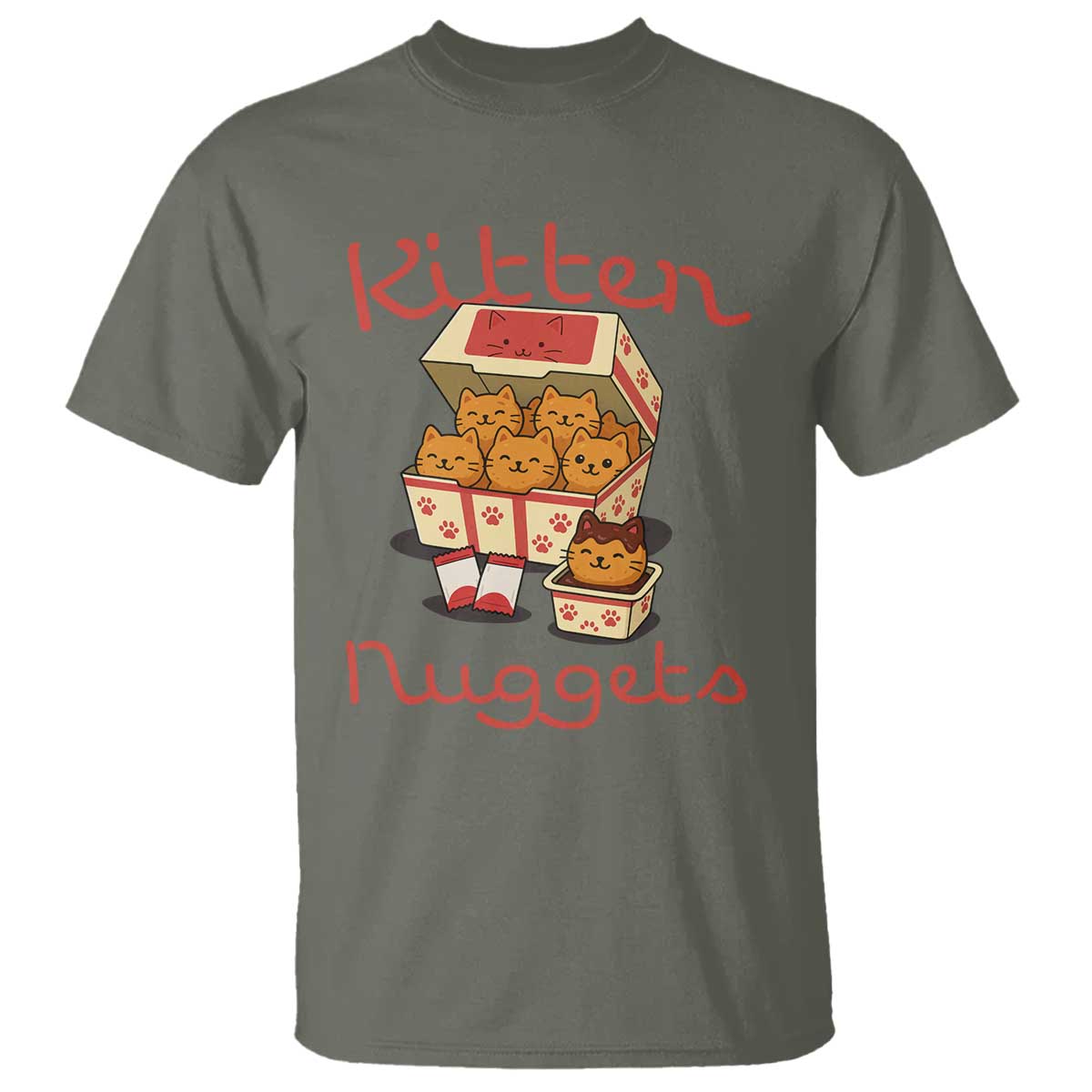 Kitten Nuggets T Shirt Funny Cat Lover Gift TS12 Military Green Print Your Wear