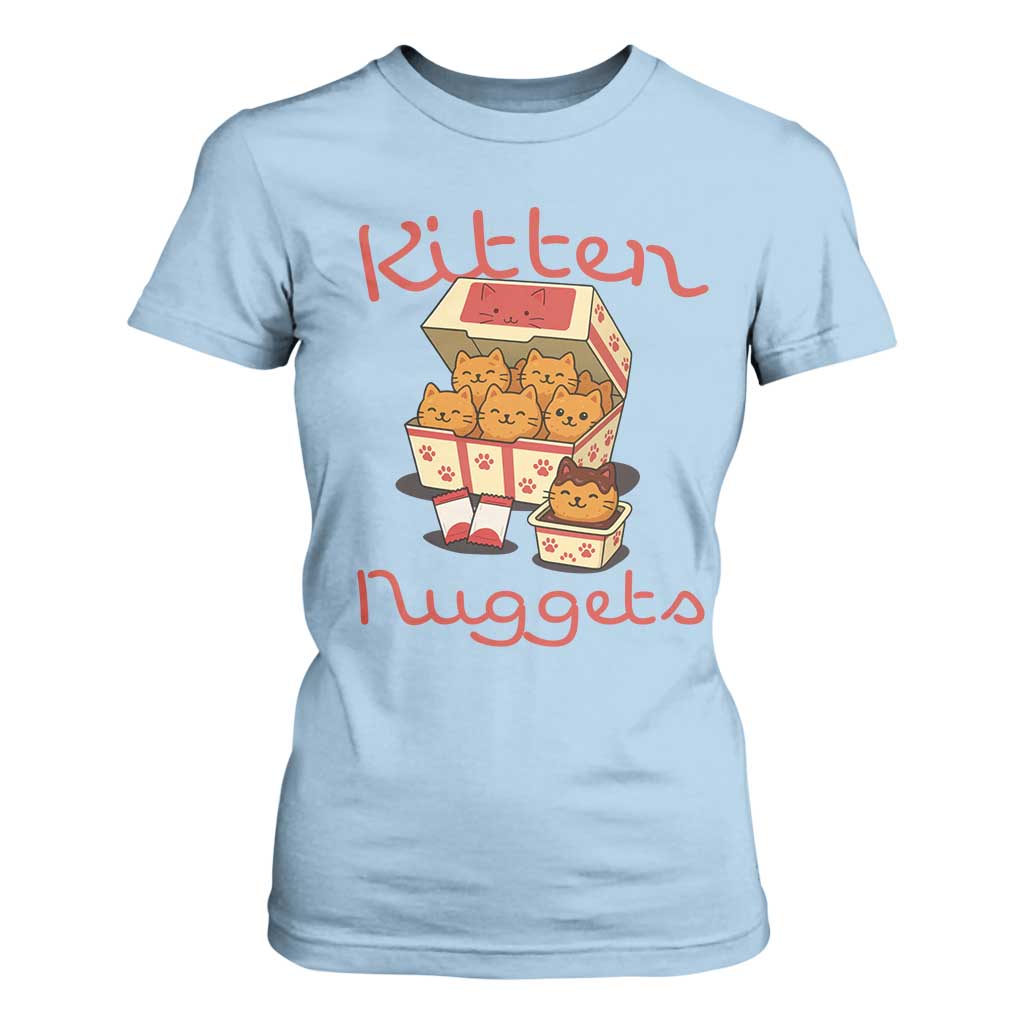 Kitten Nuggets T Shirt For Women Funny Cat Lover Gift TS12 Light Blue Print Your Wear