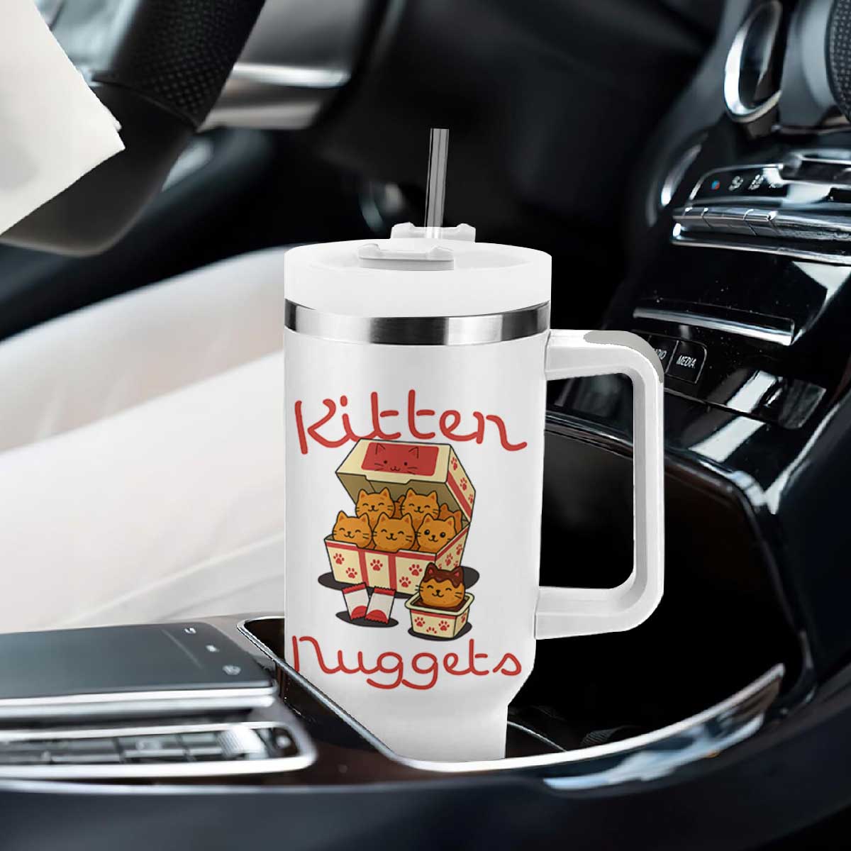 Kitten Nuggets Tumbler With Handle Funny Cat Lover Gift TS12 Print Your Wear