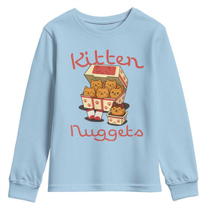 Kitten Nuggets Youth Sweatshirt Funny Cat Lover Gift TS12 Light Blue Print Your Wear