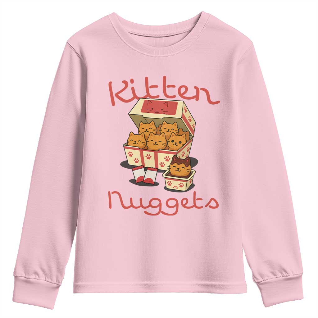 Kitten Nuggets Youth Sweatshirt Funny Cat Lover Gift TS12 Light Pink Print Your Wear