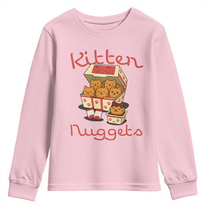 Kitten Nuggets Youth Sweatshirt Funny Cat Lover Gift TS12 Light Pink Print Your Wear