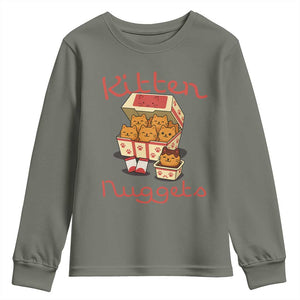 Kitten Nuggets Youth Sweatshirt Funny Cat Lover Gift TS12 Military Green Print Your Wear