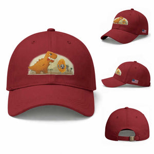 Dino Nuggets Chasing Cat Baseball Cap Funny Nugget Lover Gift TS12 Baseball Cap Universal Fit Cherry Red Print Your Wear