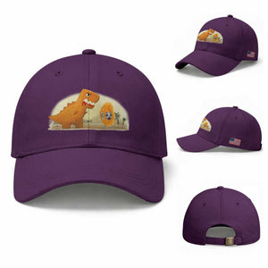 Dino Nuggets Chasing Cat Baseball Cap Funny Nugget Lover Gift TS12 Baseball Cap Universal Fit Purple Print Your Wear