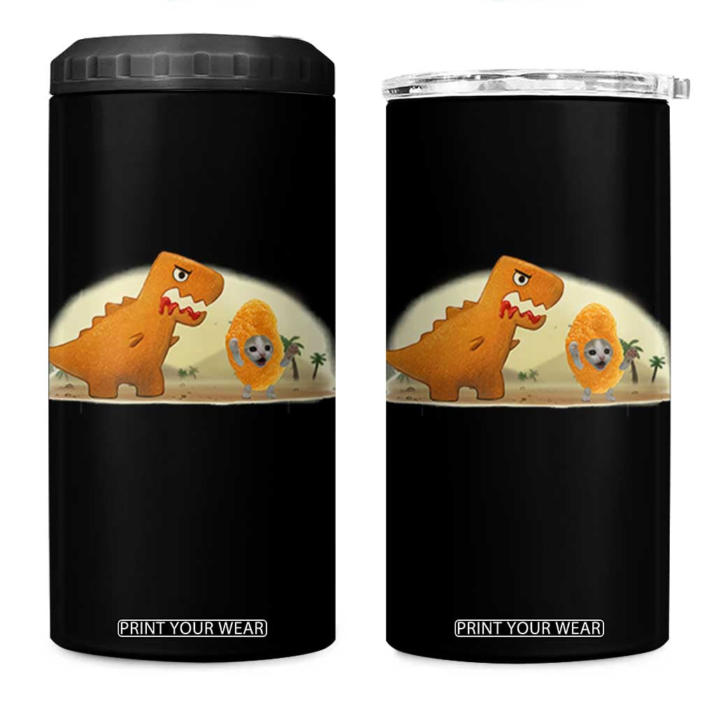 Dino Nuggets Chasing Cat 4 in 1 Can Cooler Tumbler Funny Nugget Lover Gift TS12 One Size: 16 oz Black Print Your Wear