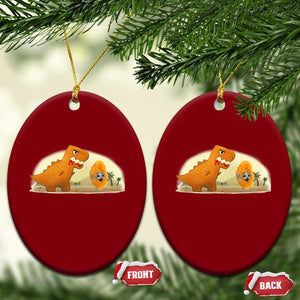 Dino Nuggets Chasing Cat Ceramic Ornament Funny Nugget Lover Gift TS12 Print Your Wear