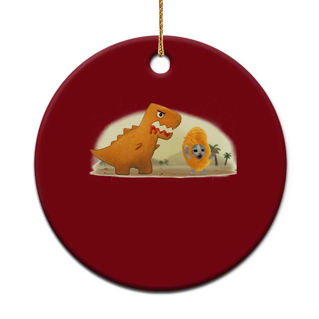 Dino Nuggets Chasing Cat Ceramic Ornament Funny Nugget Lover Gift TS12 1pc Red Print Your Wear