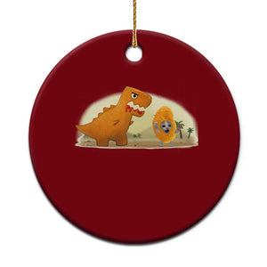 Dino Nuggets Chasing Cat Ceramic Ornament Funny Nugget Lover Gift TS12 1pc Red Print Your Wear