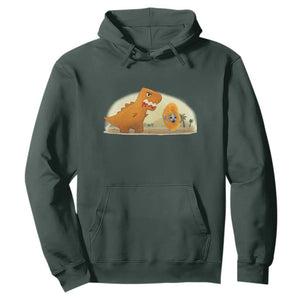 Dino Nuggets Chasing Cat Hoodie Funny Nugget Lover Gift TS12 Dark Forest Green Print Your Wear