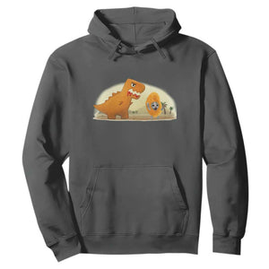 Dino Nuggets Chasing Cat Hoodie Funny Nugget Lover Gift TS12 Dark Heather Print Your Wear